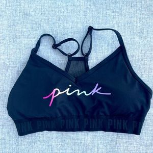 NEW! PINK ULTIMATE LIGHTLY LINED SPORTS BRA BLACK